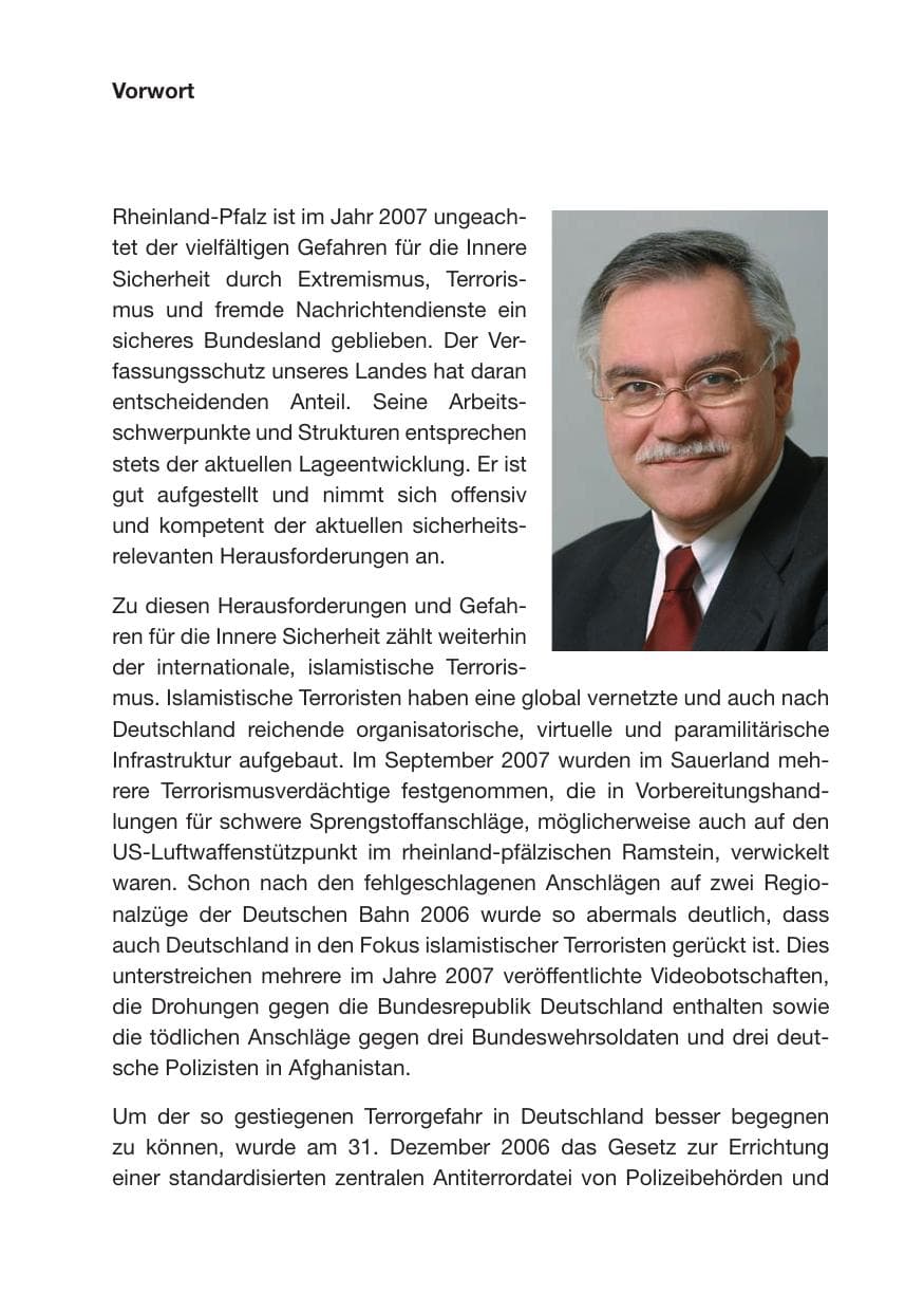 Seite 3 des Verfassungsschutzbericht 2007 Rheinland-Pfalz