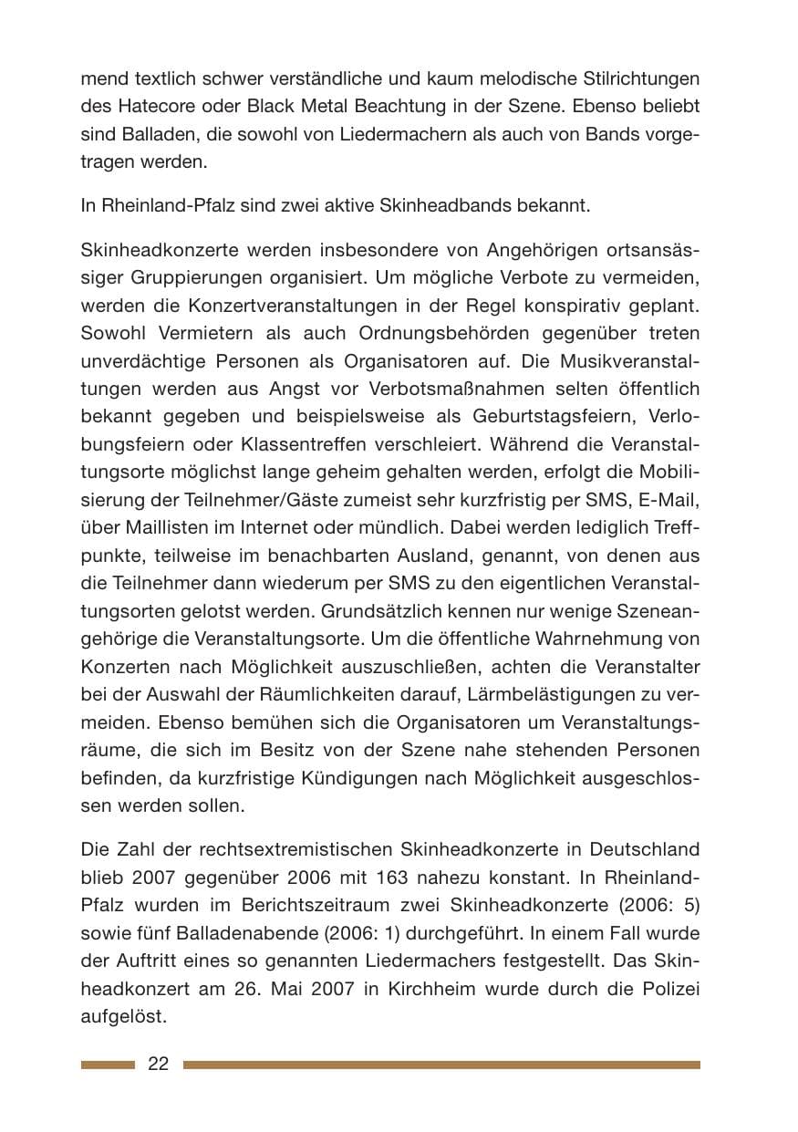 Seite 22 des Verfassungsschutzbericht 2007 Rheinland-Pfalz