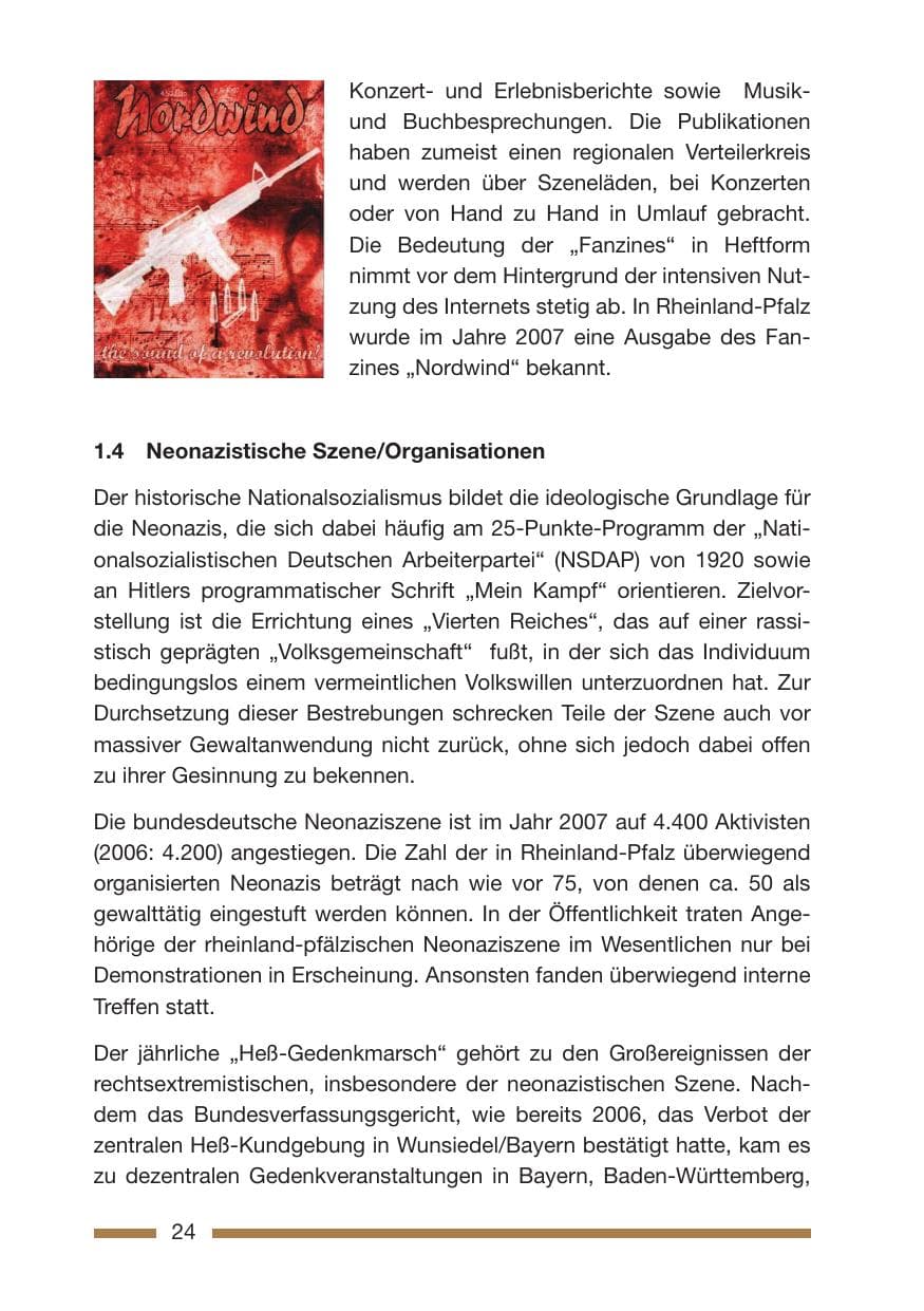Seite 24 des Verfassungsschutzbericht 2007 Rheinland-Pfalz