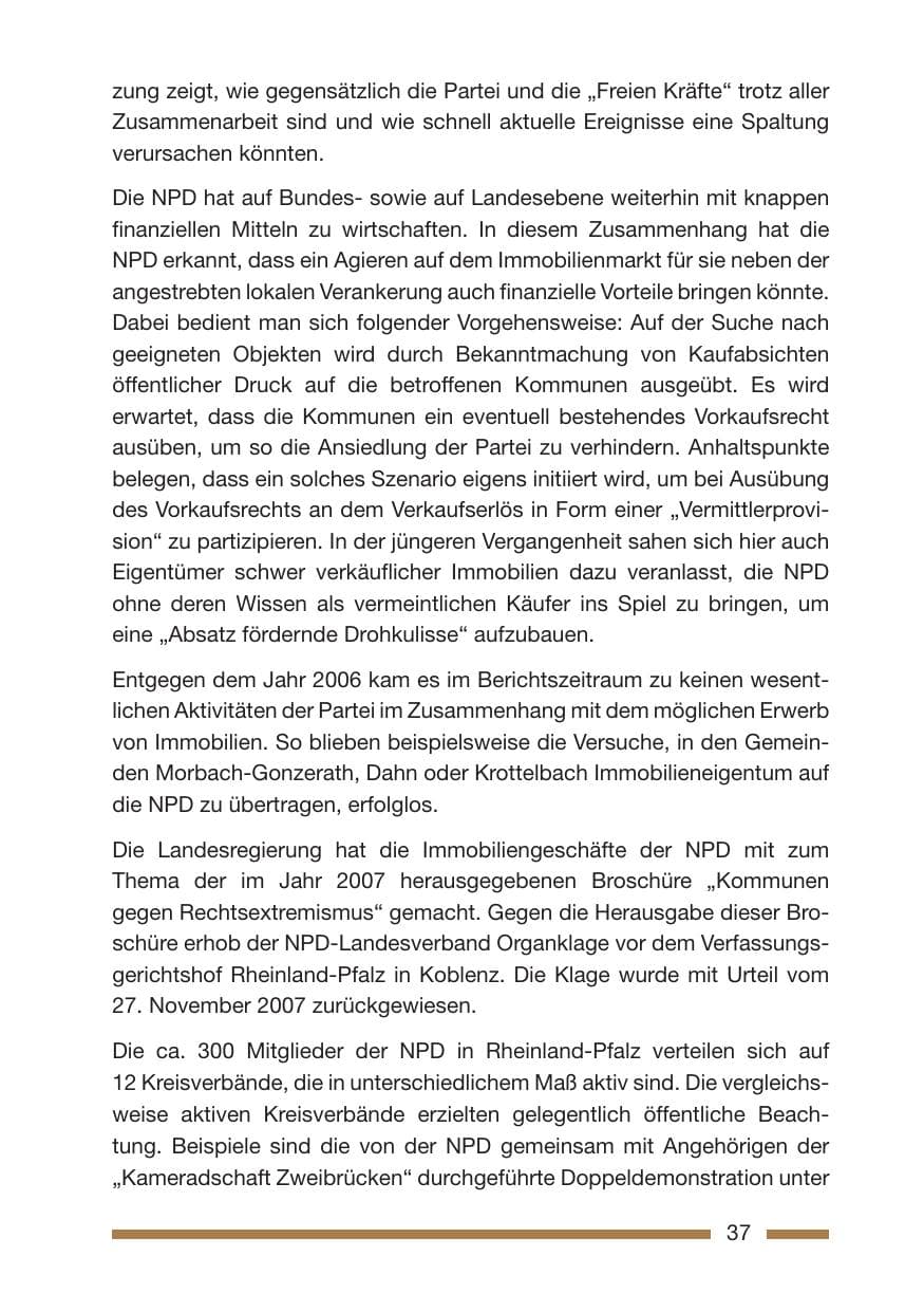 Seite 37 des Verfassungsschutzbericht 2007 Rheinland-Pfalz