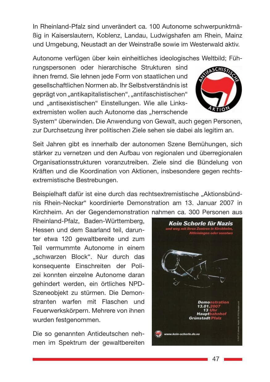 Seite 47 des Verfassungsschutzbericht 2007 Rheinland-Pfalz