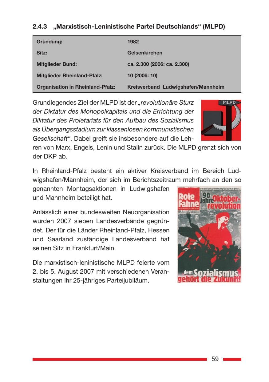 Seite 59 des Verfassungsschutzbericht 2007 Rheinland-Pfalz