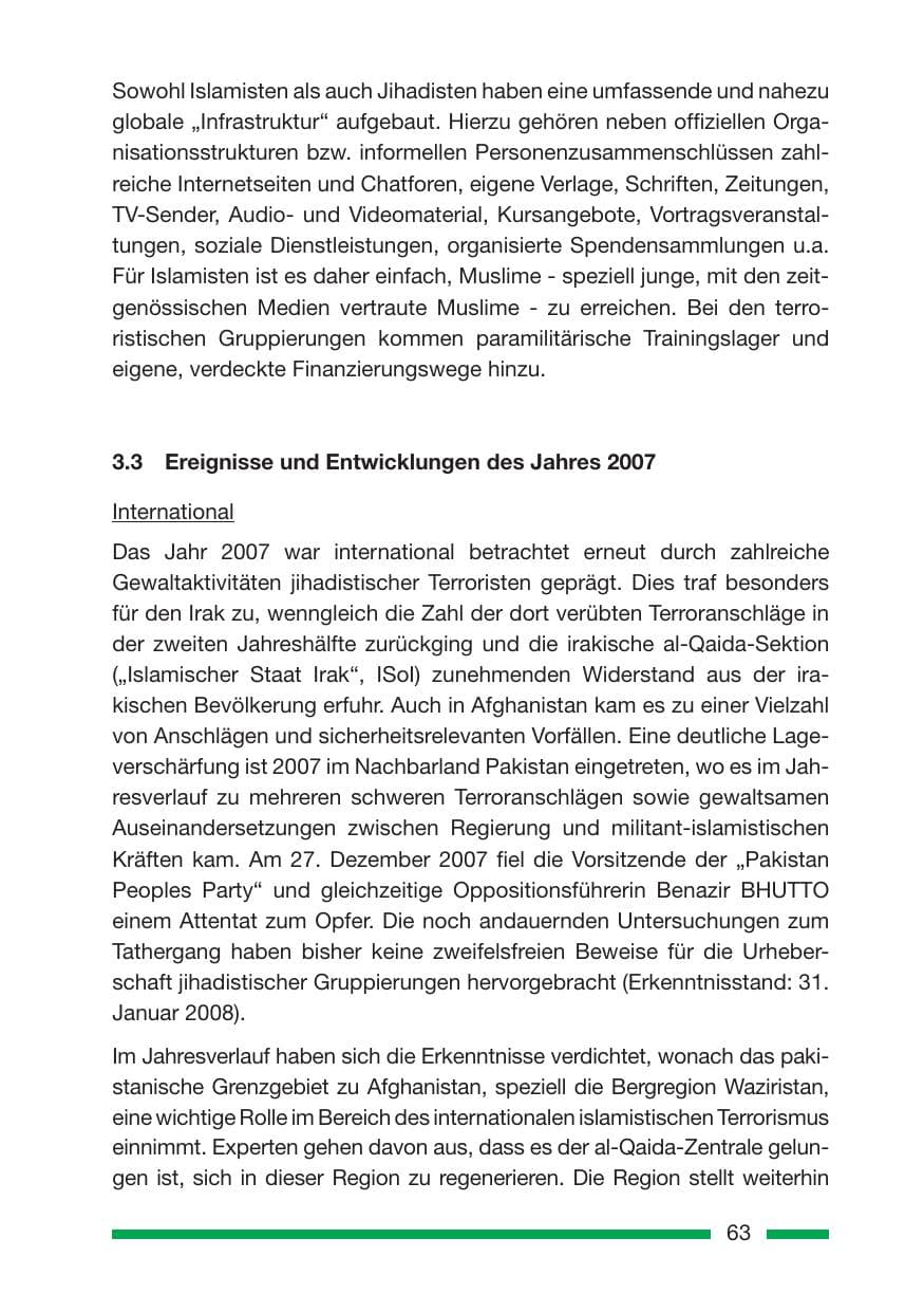 Seite 63 des Verfassungsschutzbericht 2007 Rheinland-Pfalz