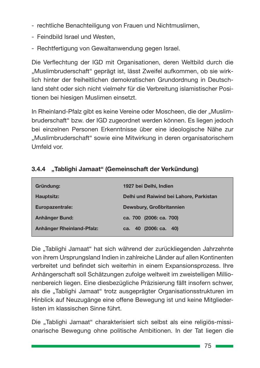 Seite 75 des Verfassungsschutzbericht 2007 Rheinland-Pfalz