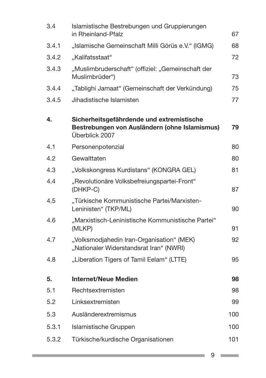 Seite 9 des Verfassungsschutzbericht 2007 Rheinland-Pfalz