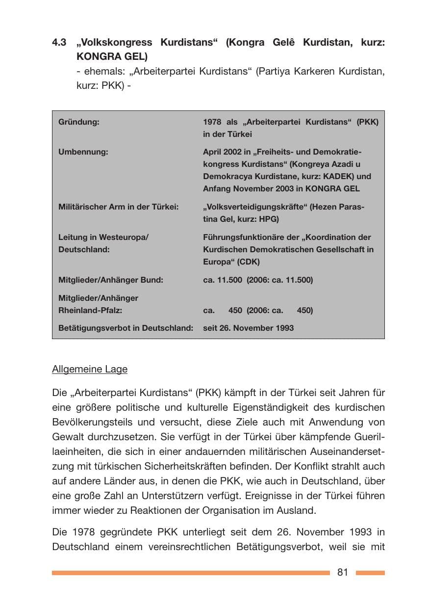 Seite 81 des Verfassungsschutzbericht 2007 Rheinland-Pfalz
