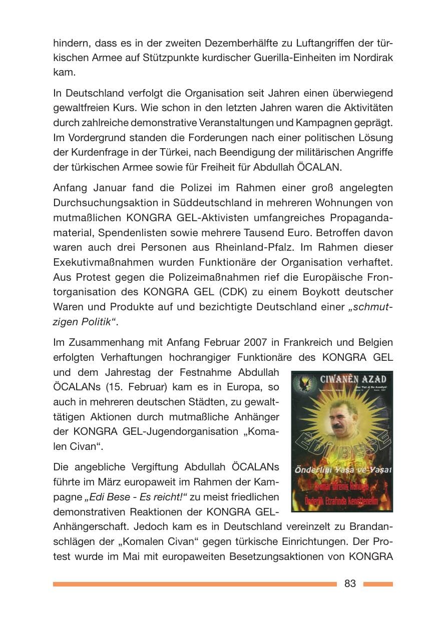 Seite 83 des Verfassungsschutzbericht 2007 Rheinland-Pfalz