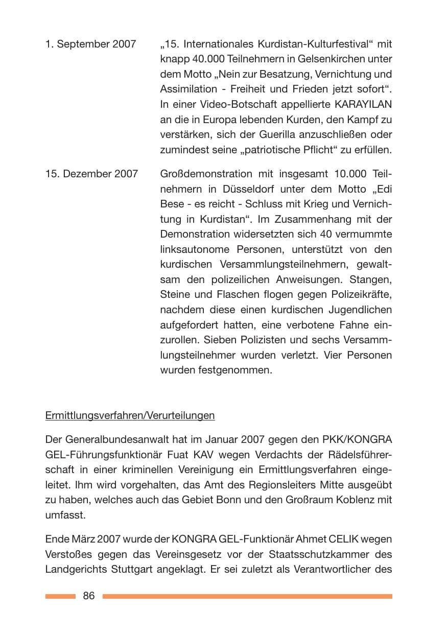 Seite 86 des Verfassungsschutzbericht 2007 Rheinland-Pfalz