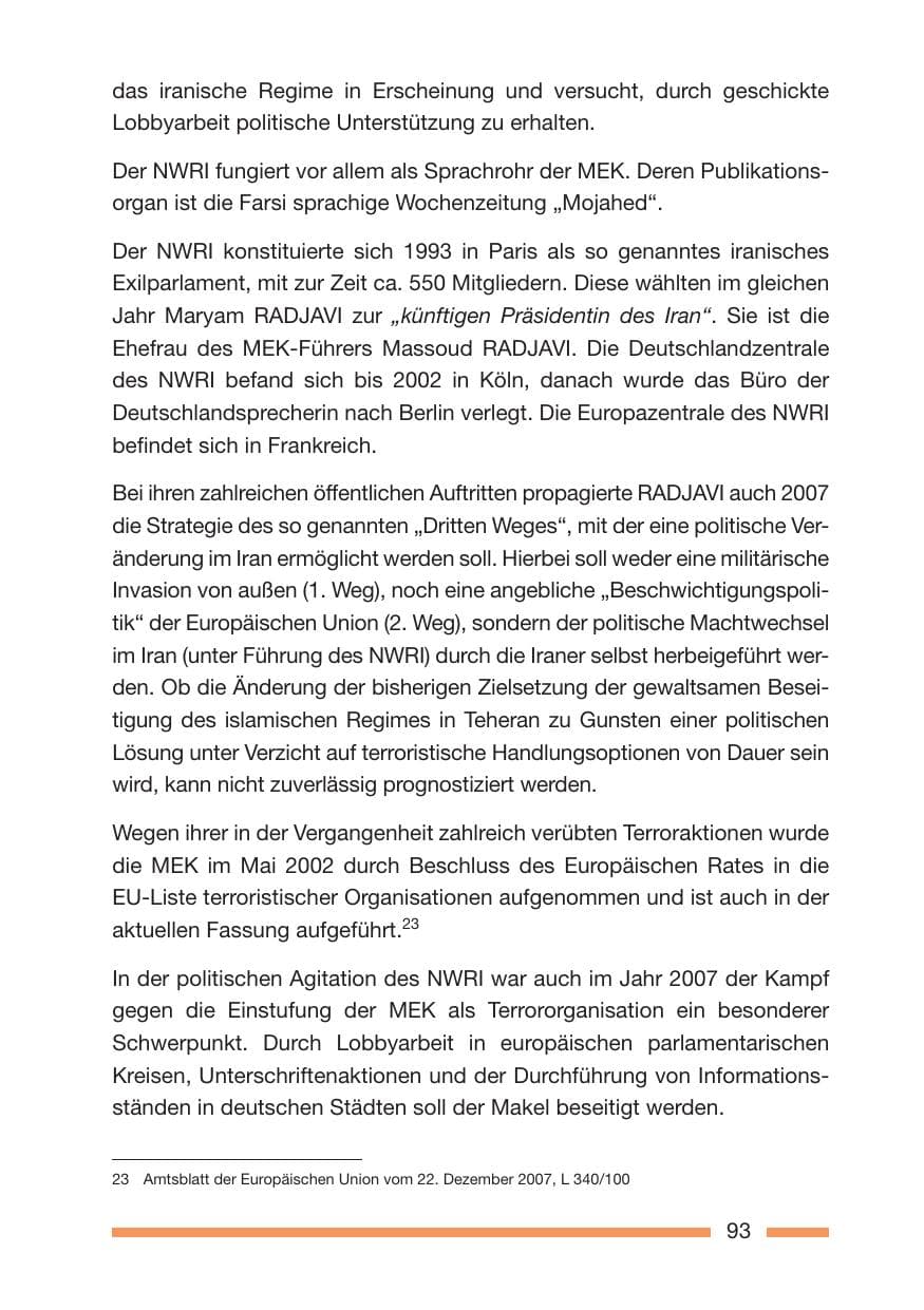 Seite 93 des Verfassungsschutzbericht 2007 Rheinland-Pfalz