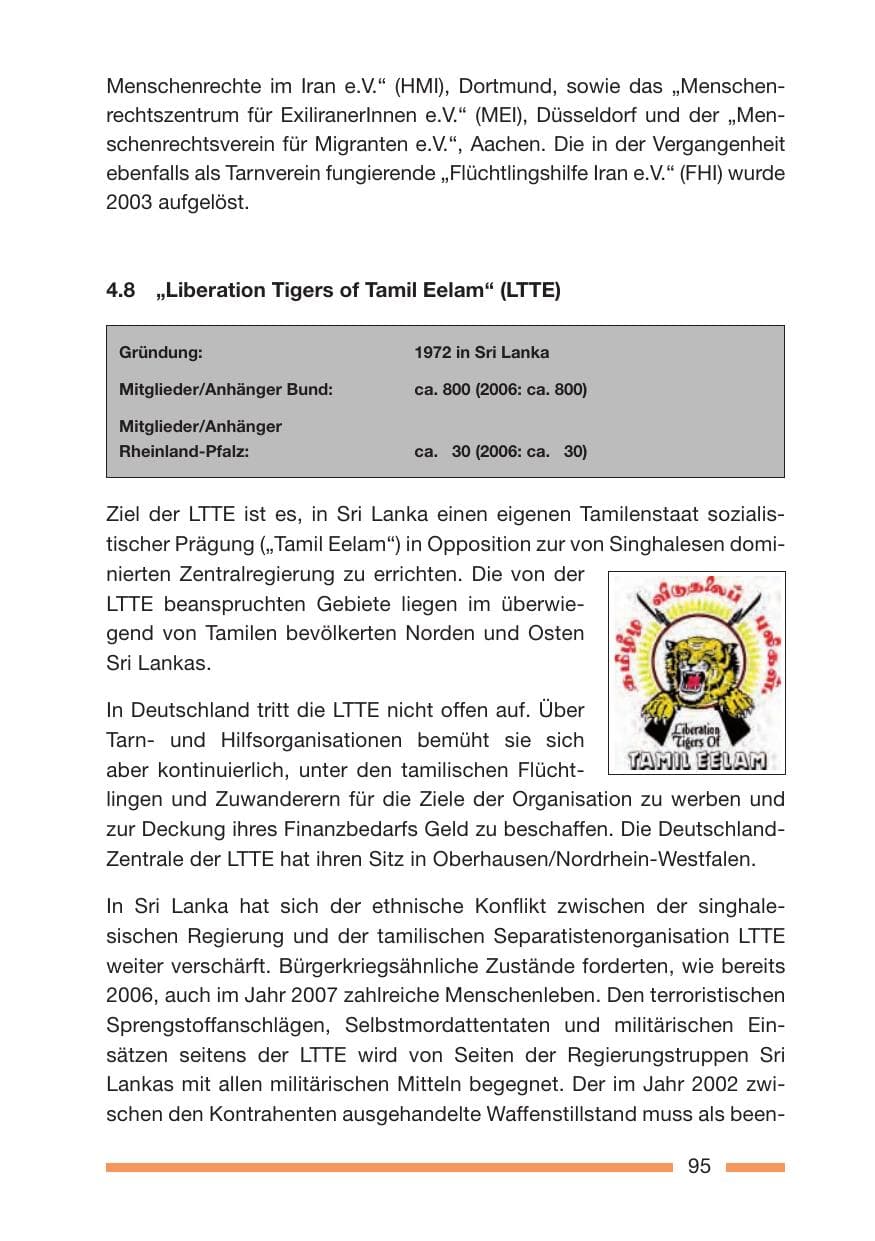 Seite 95 des Verfassungsschutzbericht 2007 Rheinland-Pfalz