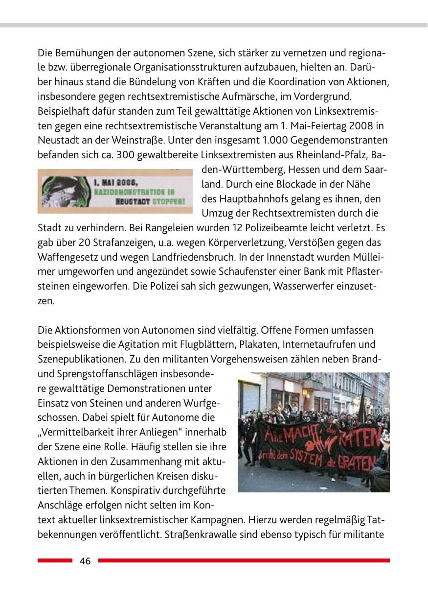 Seite 48 des Verfassungsschutzbericht 2008 Rheinland-Pfalz