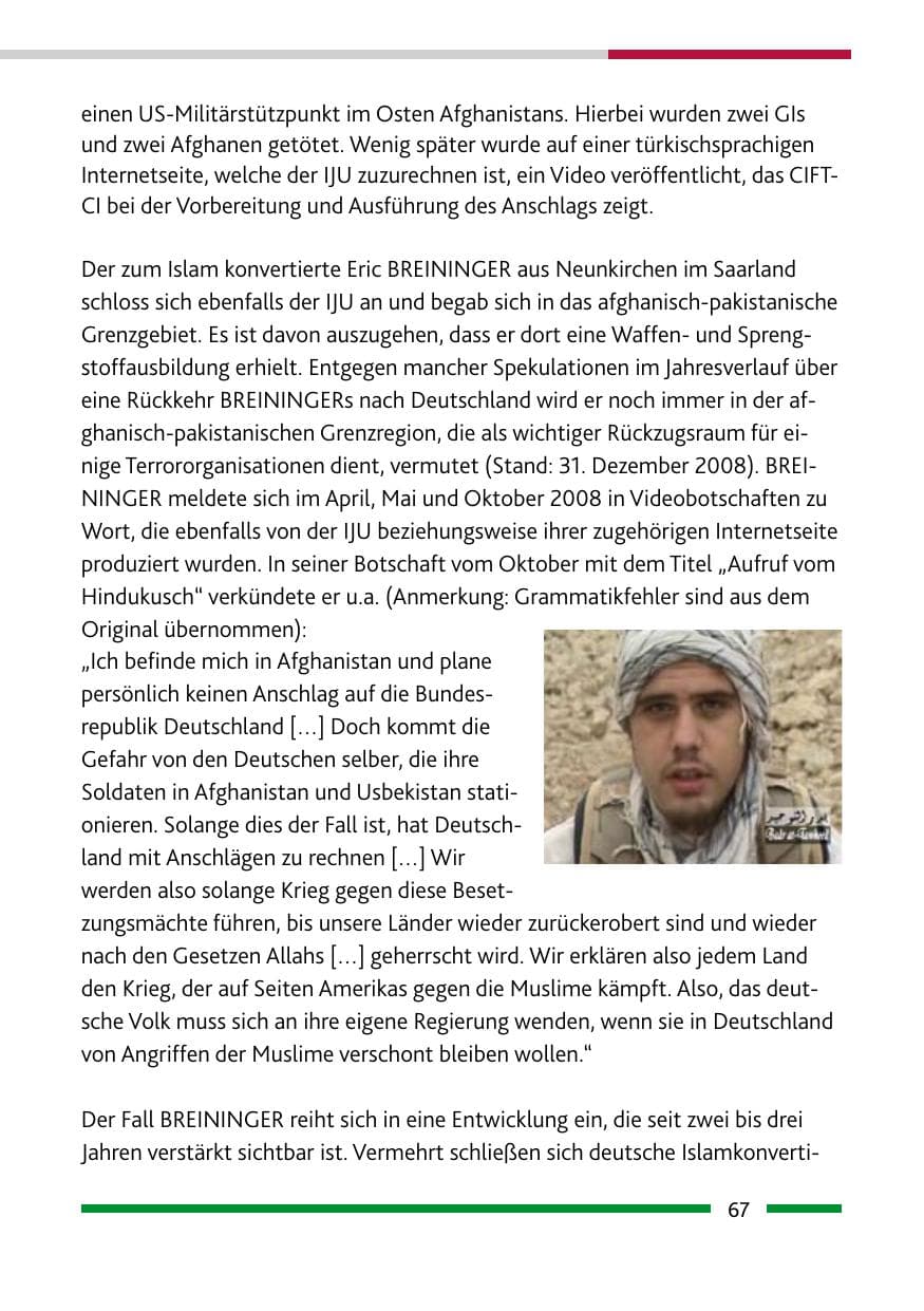 Seite 69 des Verfassungsschutzbericht 2008 Rheinland-Pfalz