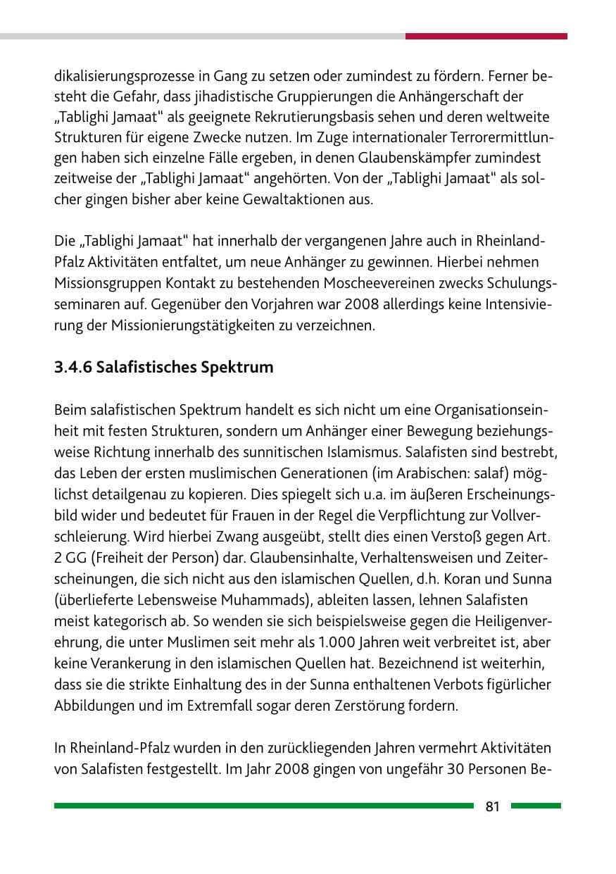 Seite 83 des Verfassungsschutzbericht 2008 Rheinland-Pfalz