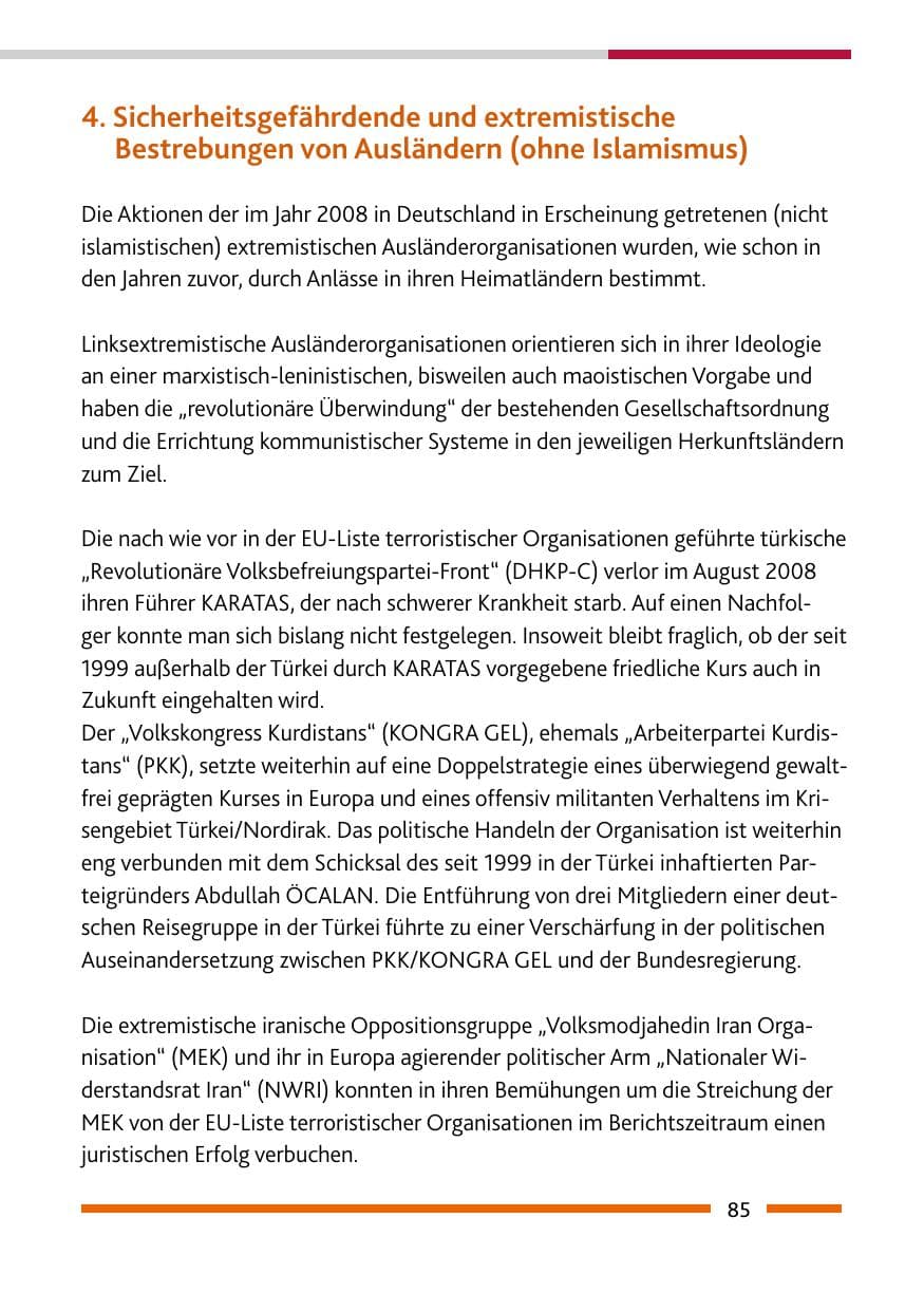 Seite 87 des Verfassungsschutzbericht 2008 Rheinland-Pfalz