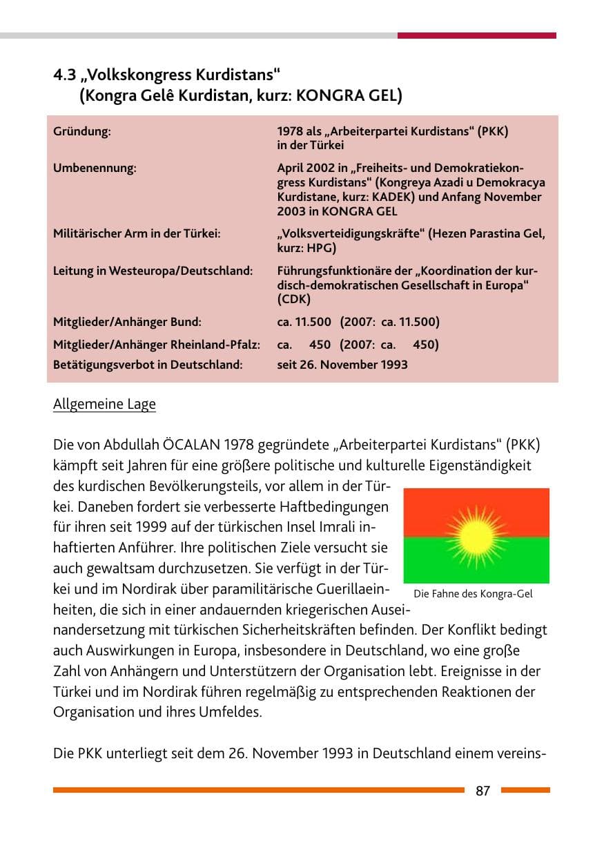 Seite 89 des Verfassungsschutzbericht 2008 Rheinland-Pfalz