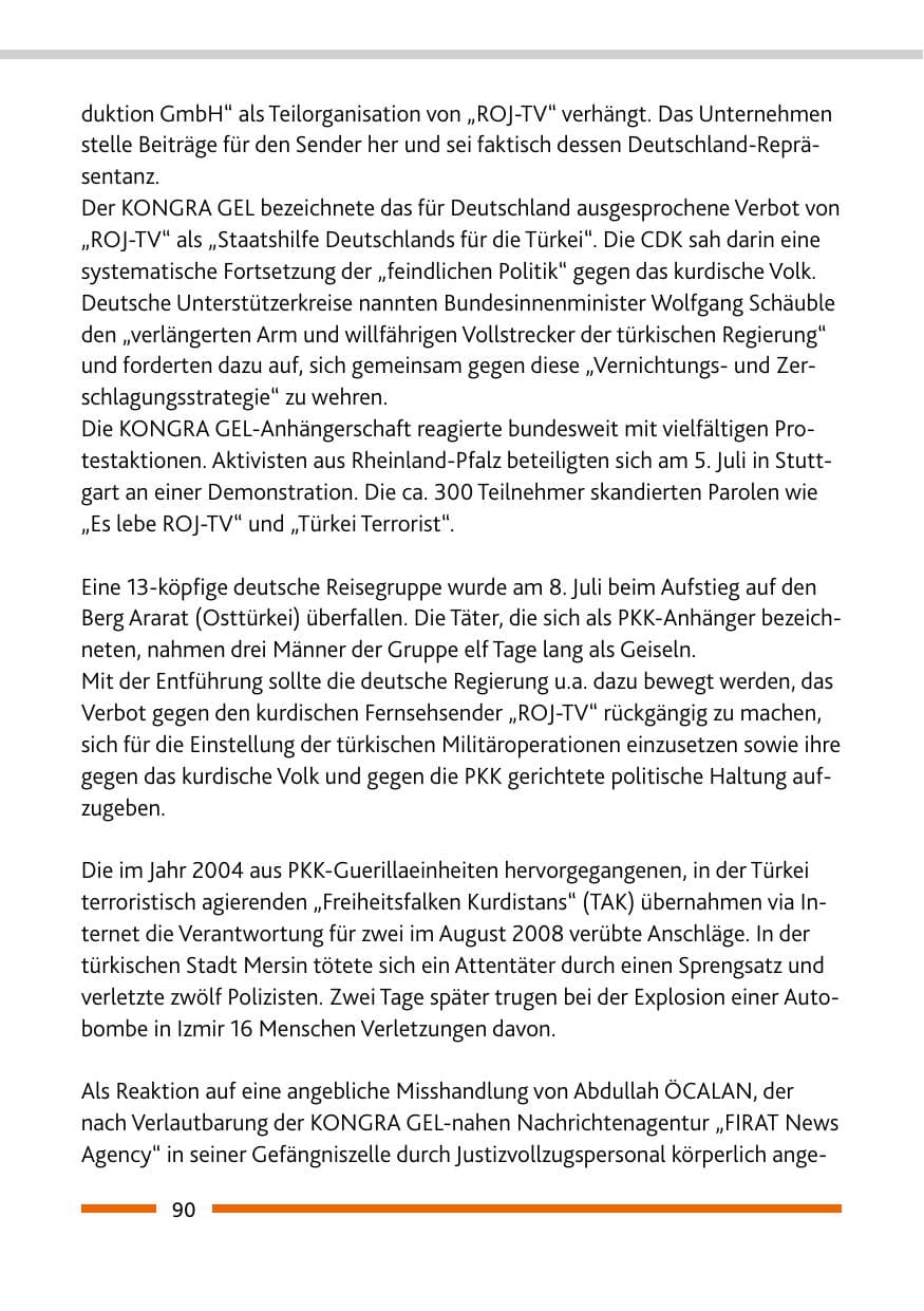 Seite 92 des Verfassungsschutzbericht 2008 Rheinland-Pfalz