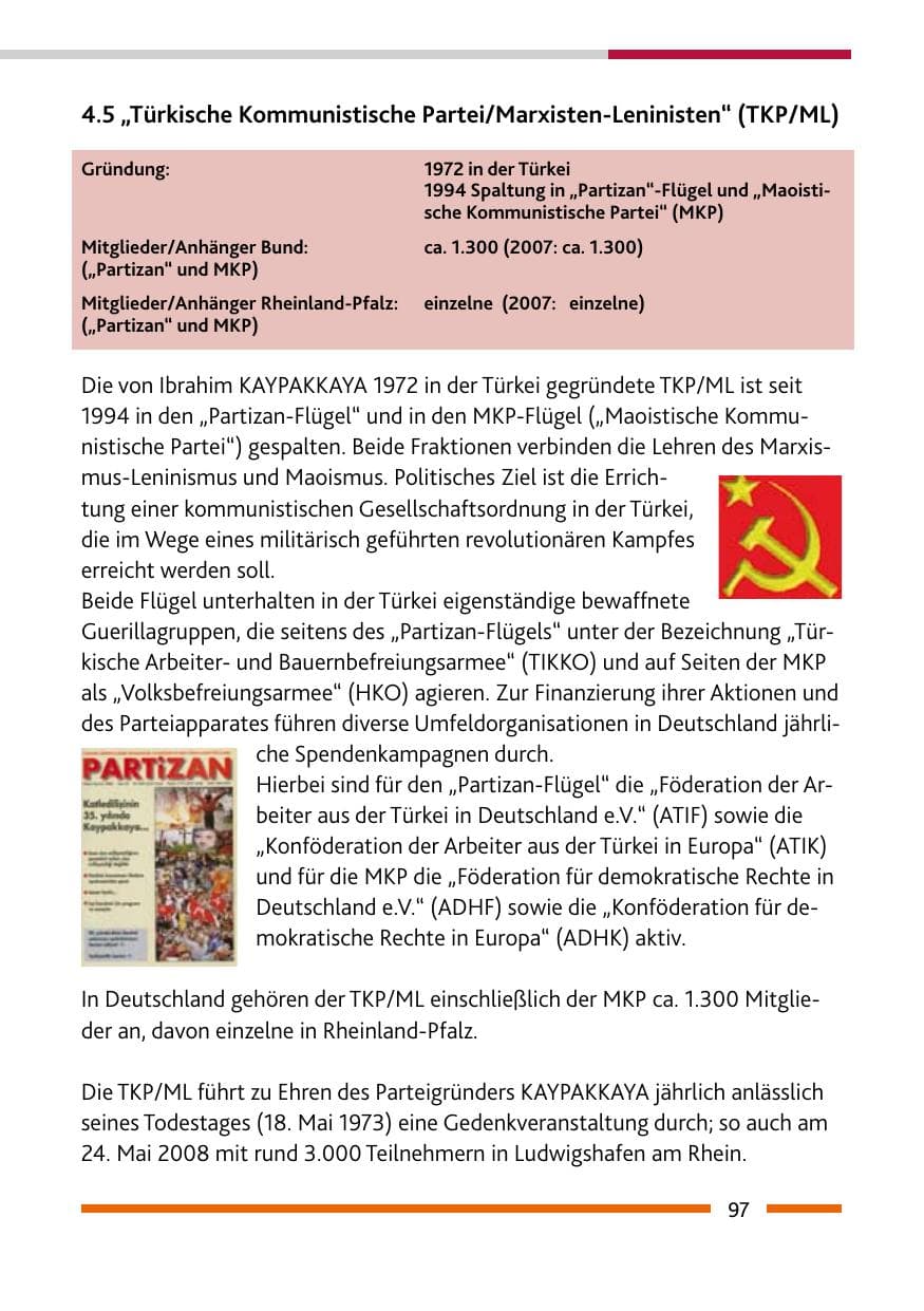 Seite 99 des Verfassungsschutzbericht 2008 Rheinland-Pfalz