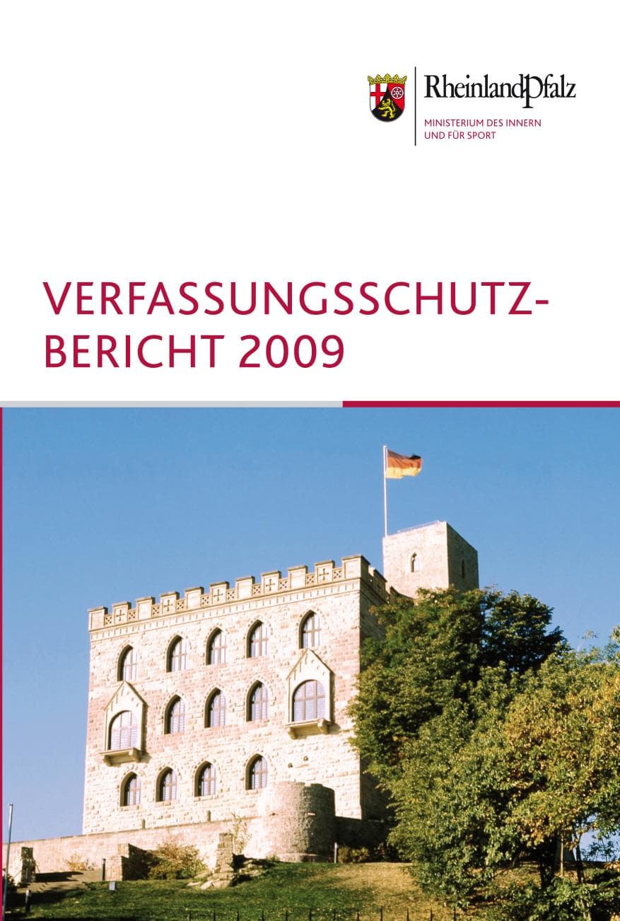 Seite 1 des Verfassungsschutzbericht 2009 Rheinland-Pfalz