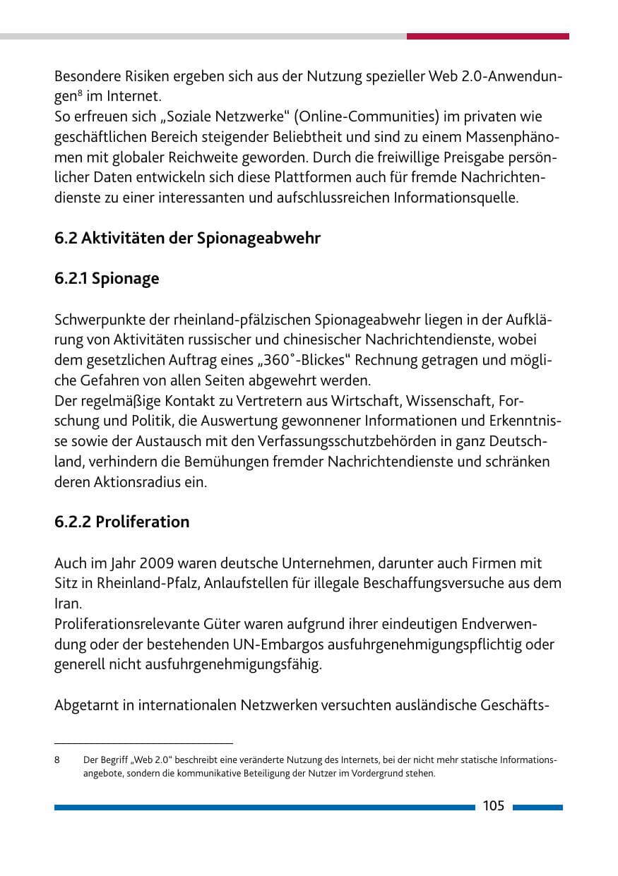 Seite 106 des Verfassungsschutzbericht 2009 Rheinland-Pfalz