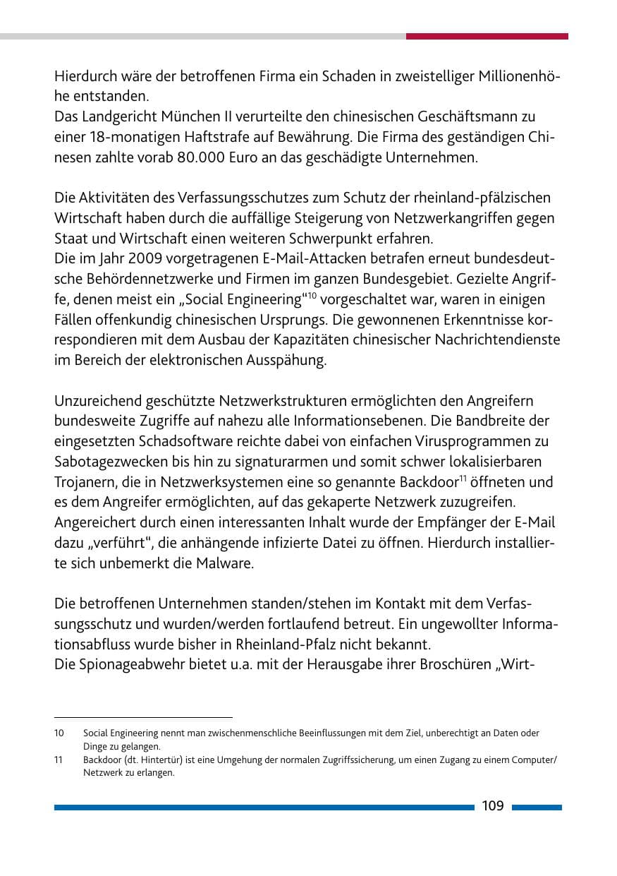 Seite 110 des Verfassungsschutzbericht 2009 Rheinland-Pfalz