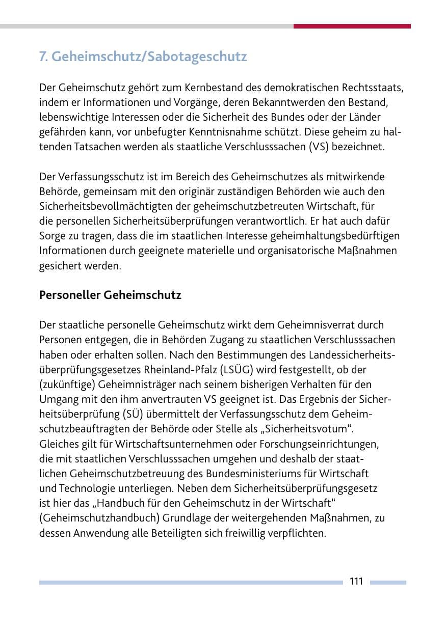Seite 112 des Verfassungsschutzbericht 2009 Rheinland-Pfalz