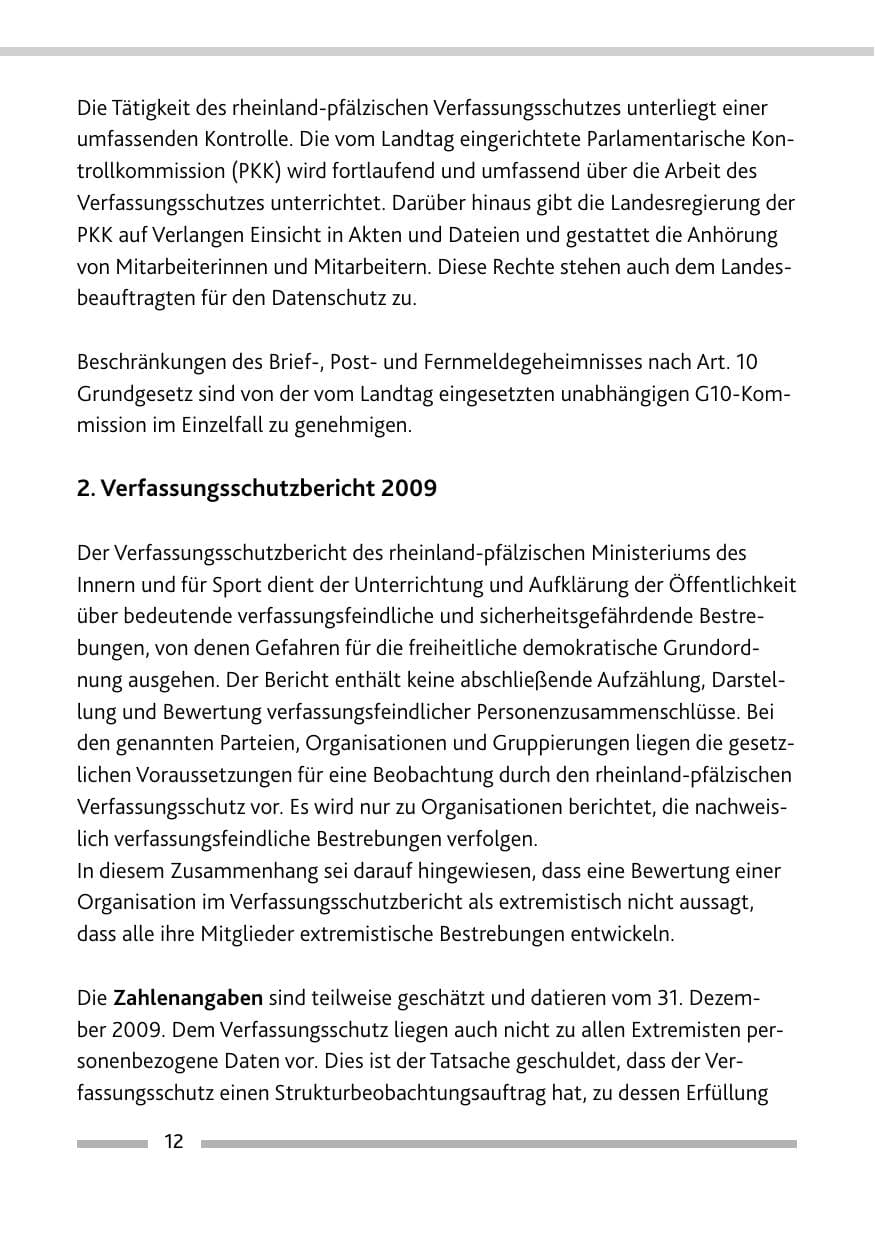 Seite 13 des Verfassungsschutzbericht 2009 Rheinland-Pfalz