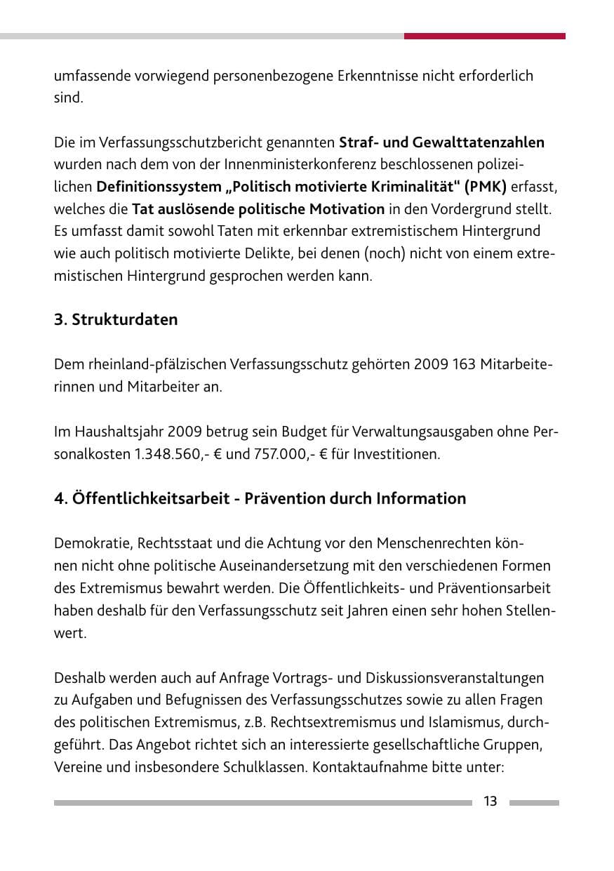 Seite 14 des Verfassungsschutzbericht 2009 Rheinland-Pfalz