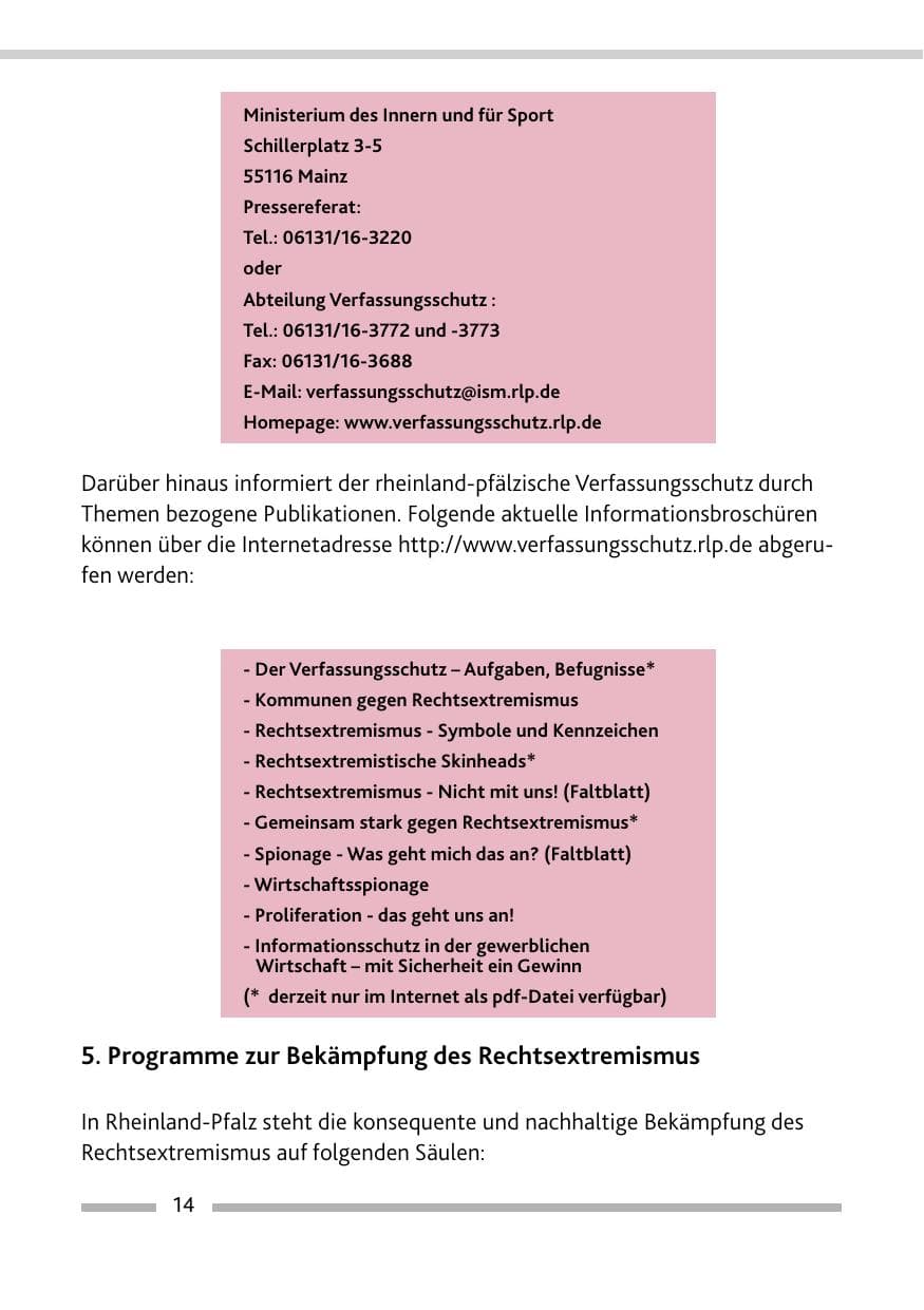 Seite 15 des Verfassungsschutzbericht 2009 Rheinland-Pfalz