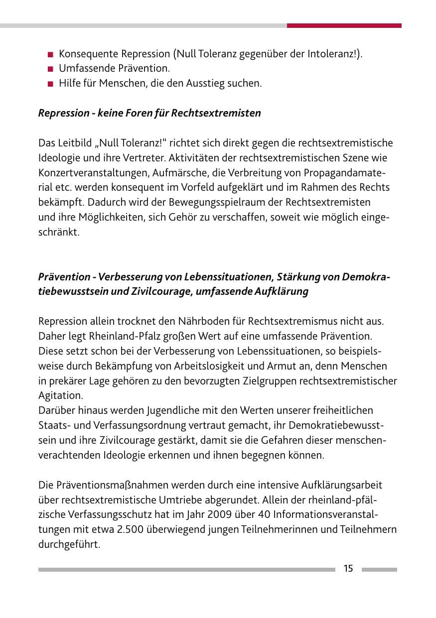 Seite 16 des Verfassungsschutzbericht 2009 Rheinland-Pfalz