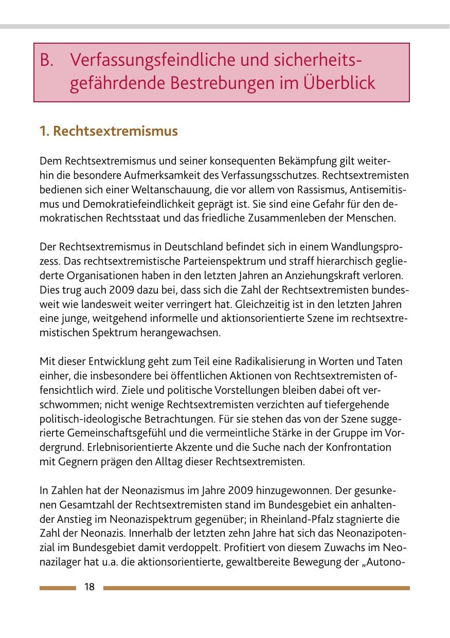 Seite 19 des Verfassungsschutzbericht 2009 Rheinland-Pfalz