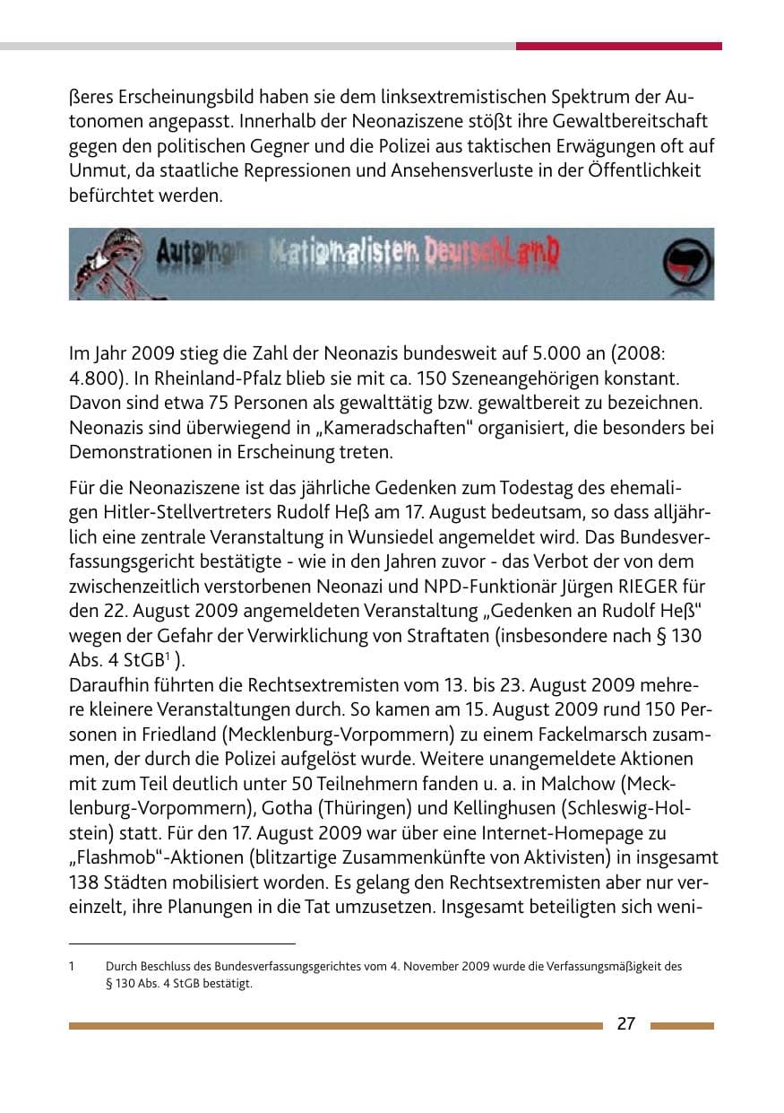 Seite 28 des Verfassungsschutzbericht 2009 Rheinland-Pfalz