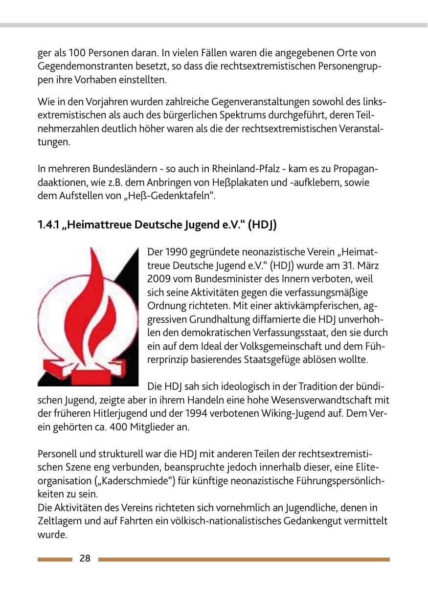 Seite 29 des Verfassungsschutzbericht 2009 Rheinland-Pfalz