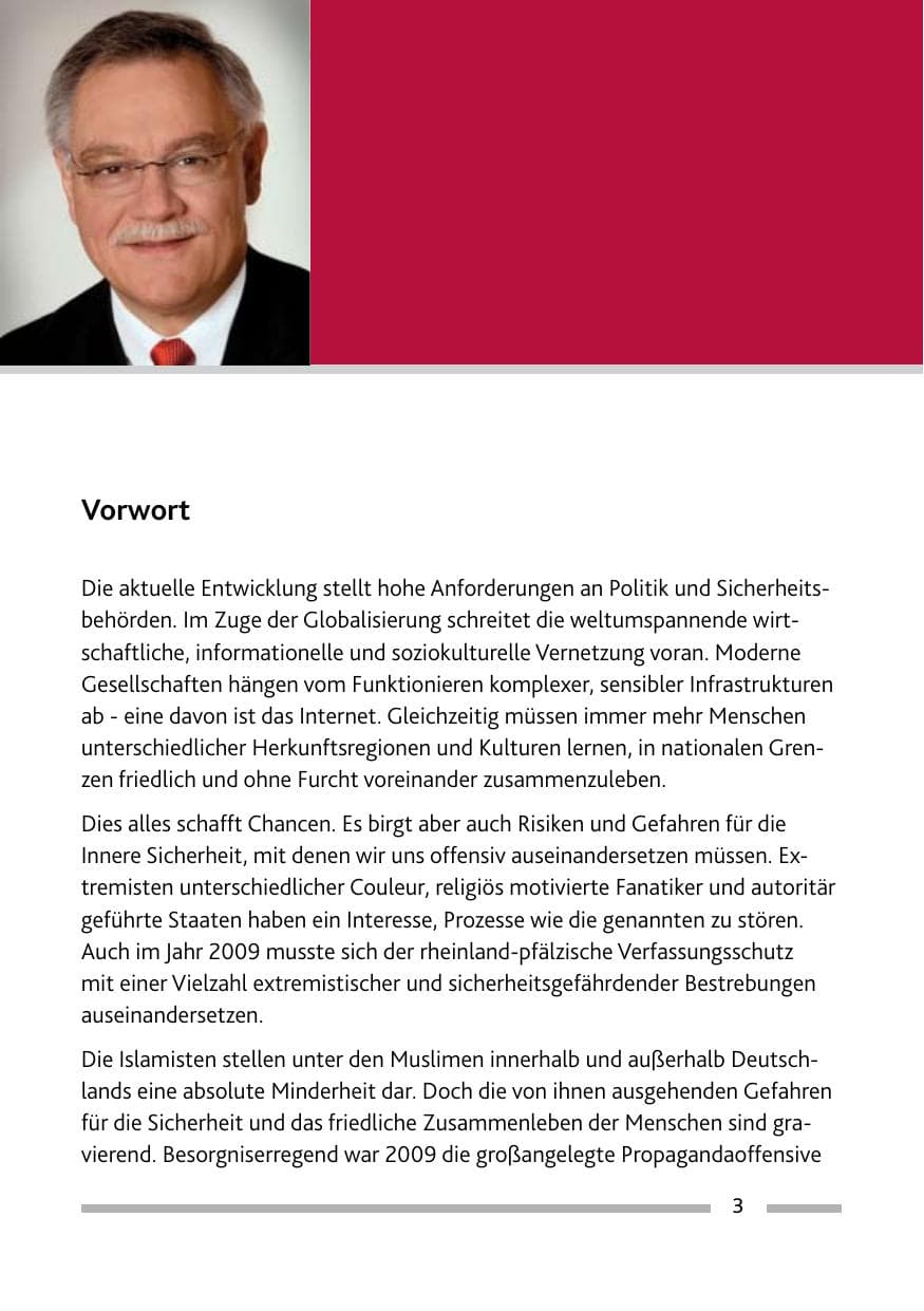 Seite 4 des Verfassungsschutzbericht 2009 Rheinland-Pfalz