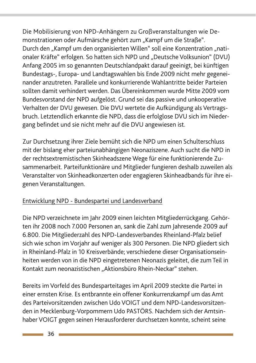 Seite 37 des Verfassungsschutzbericht 2009 Rheinland-Pfalz