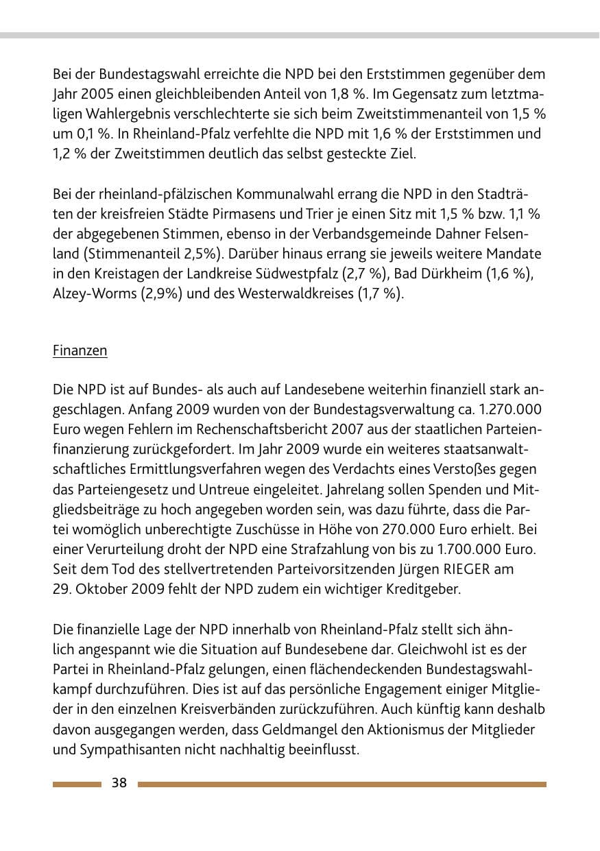 Seite 39 des Verfassungsschutzbericht 2009 Rheinland-Pfalz