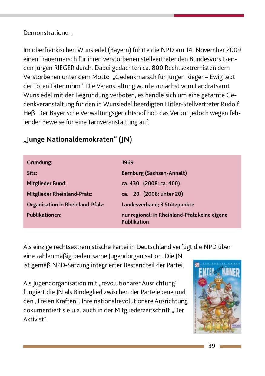 Seite 40 des Verfassungsschutzbericht 2009 Rheinland-Pfalz