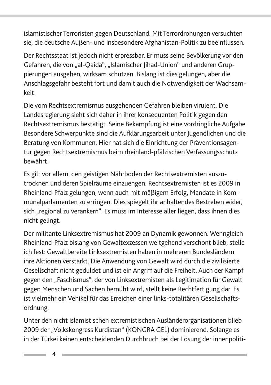 Seite 5 des Verfassungsschutzbericht 2009 Rheinland-Pfalz