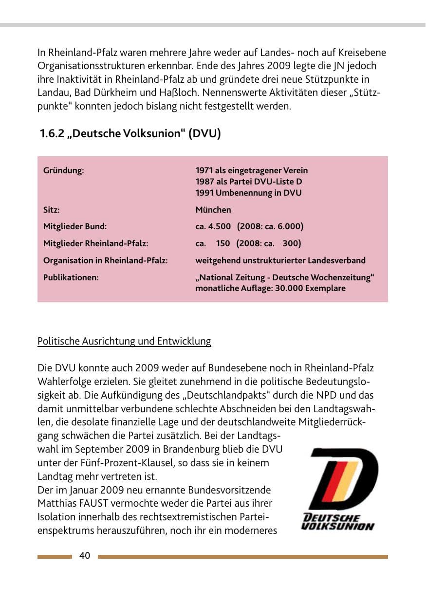 Seite 41 des Verfassungsschutzbericht 2009 Rheinland-Pfalz