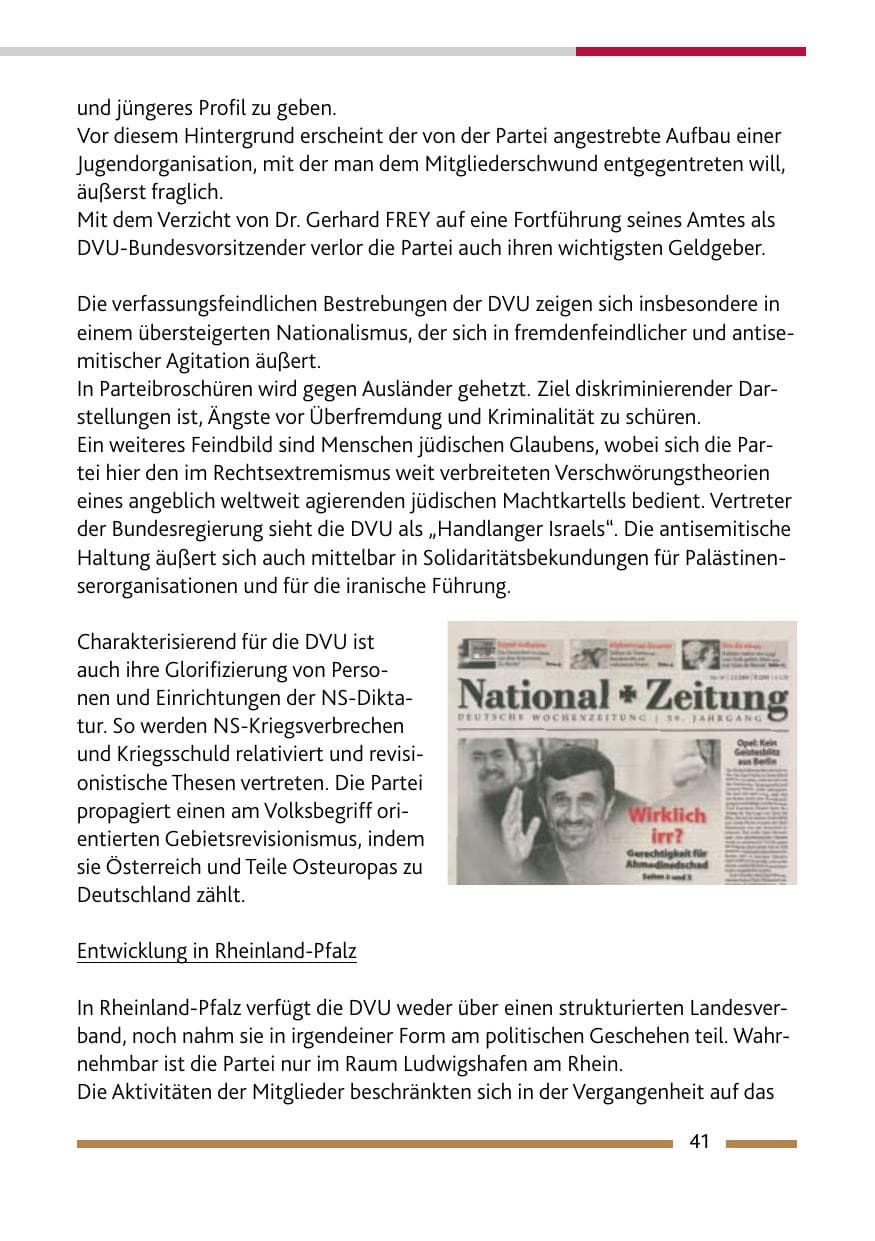 Seite 42 des Verfassungsschutzbericht 2009 Rheinland-Pfalz