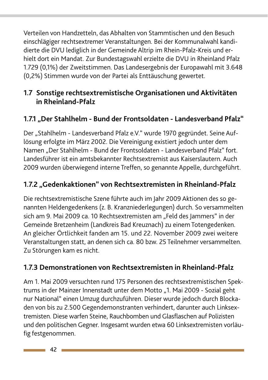Seite 43 des Verfassungsschutzbericht 2009 Rheinland-Pfalz