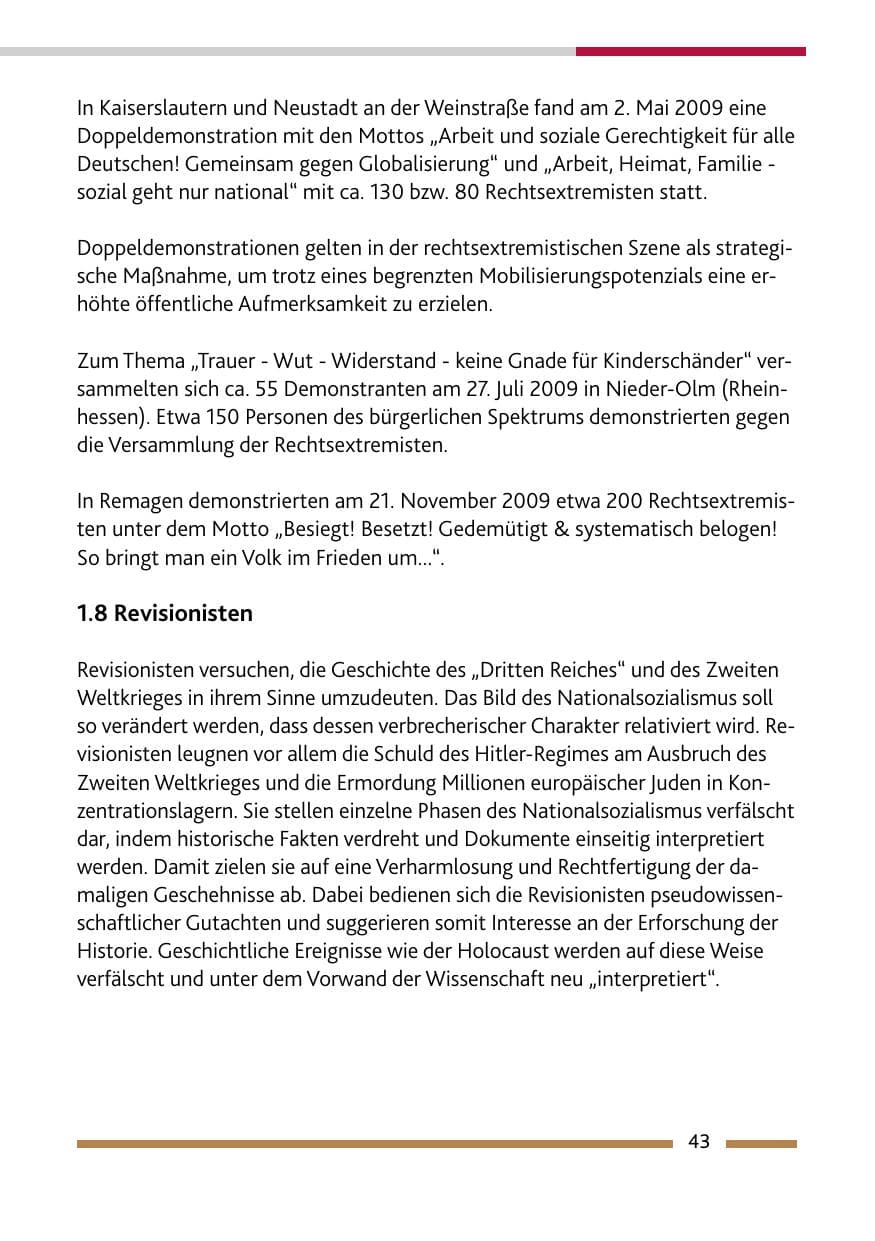 Seite 44 des Verfassungsschutzbericht 2009 Rheinland-Pfalz
