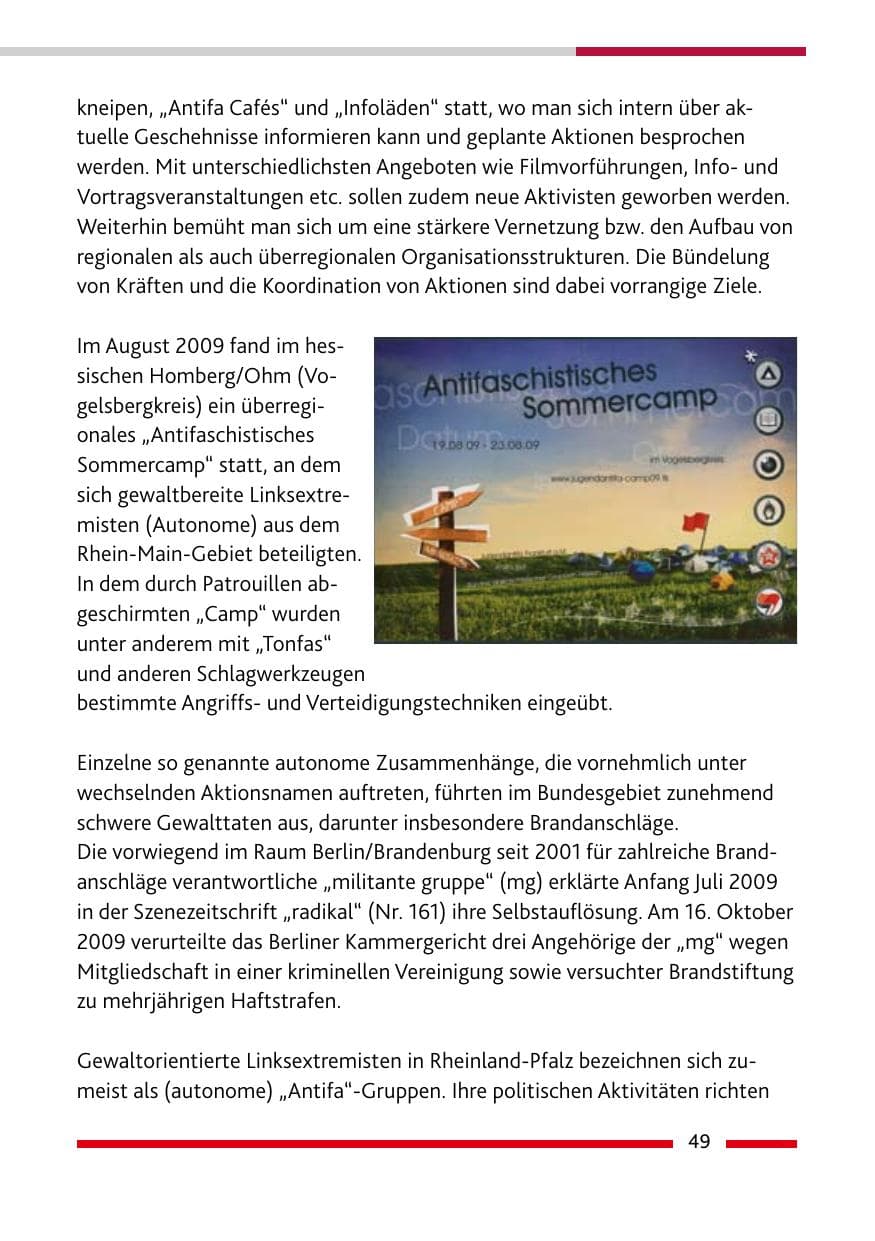 Seite 50 des Verfassungsschutzbericht 2009 Rheinland-Pfalz