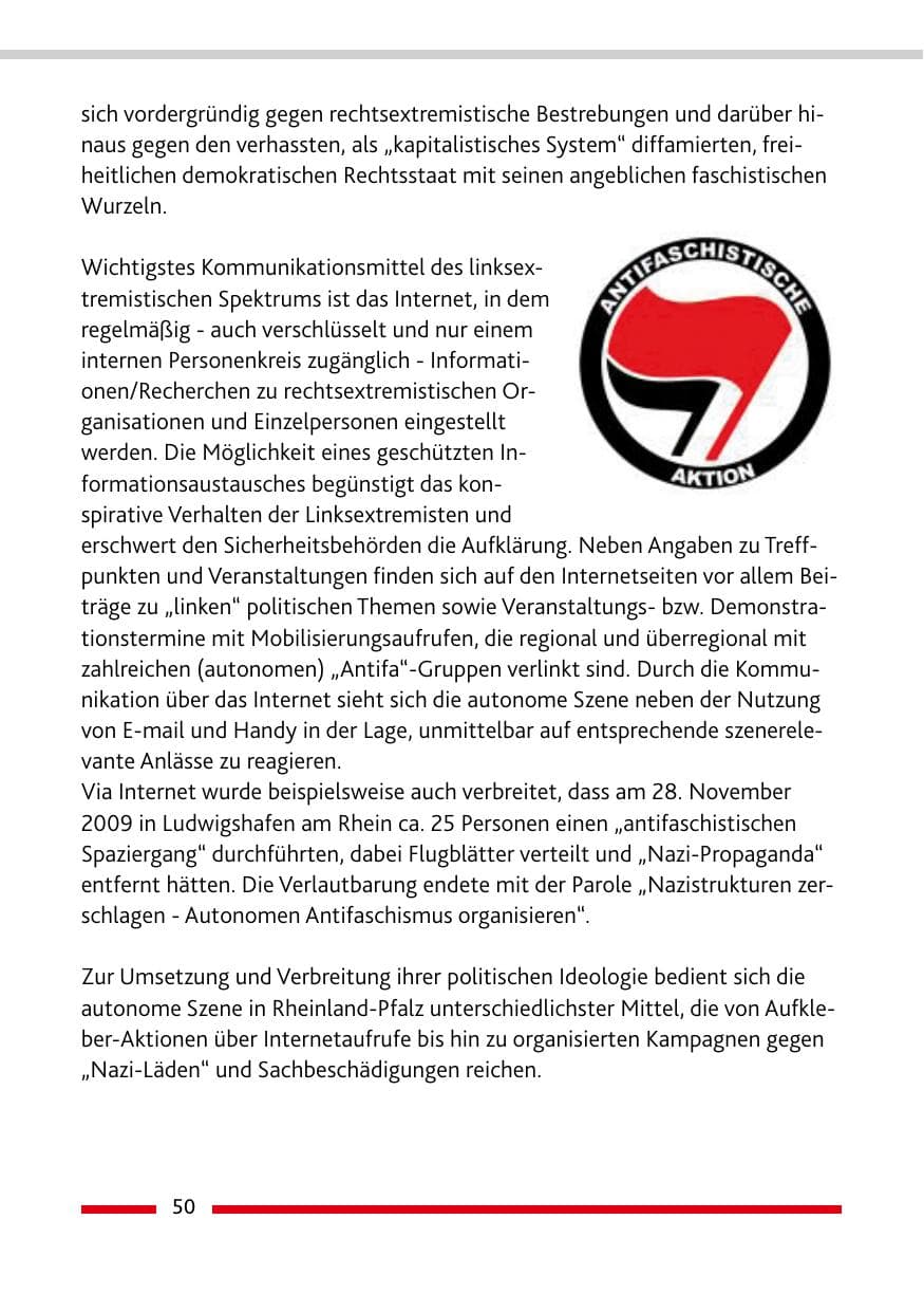 Seite 51 des Verfassungsschutzbericht 2009 Rheinland-Pfalz