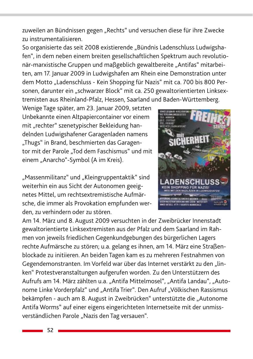 Seite 53 des Verfassungsschutzbericht 2009 Rheinland-Pfalz