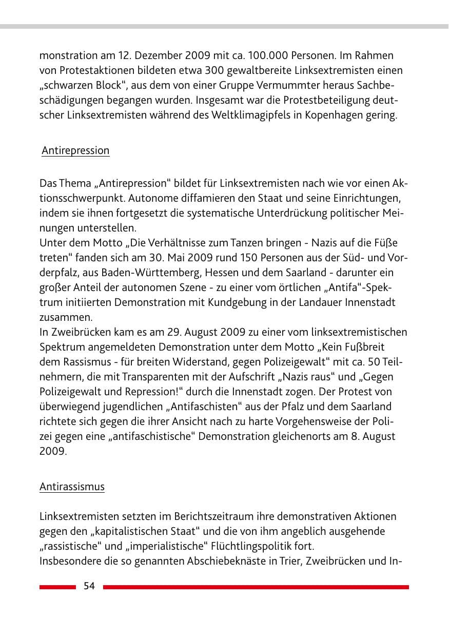 Seite 55 des Verfassungsschutzbericht 2009 Rheinland-Pfalz