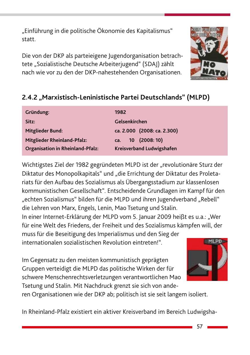 Seite 58 des Verfassungsschutzbericht 2009 Rheinland-Pfalz