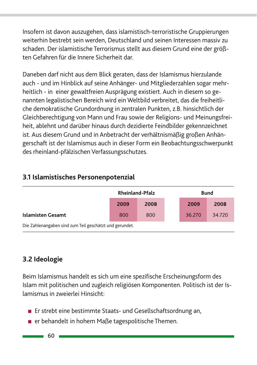 Seite 61 des Verfassungsschutzbericht 2009 Rheinland-Pfalz