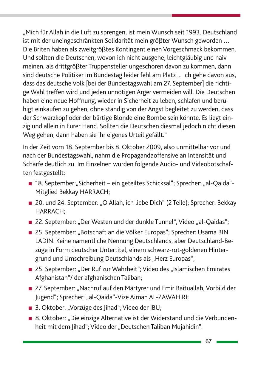 Seite 68 des Verfassungsschutzbericht 2009 Rheinland-Pfalz