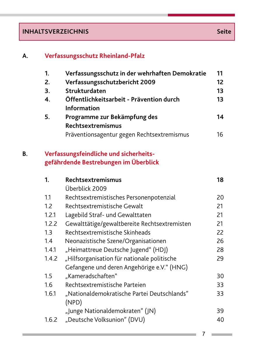 Seite 8 des Verfassungsschutzbericht 2009 Rheinland-Pfalz