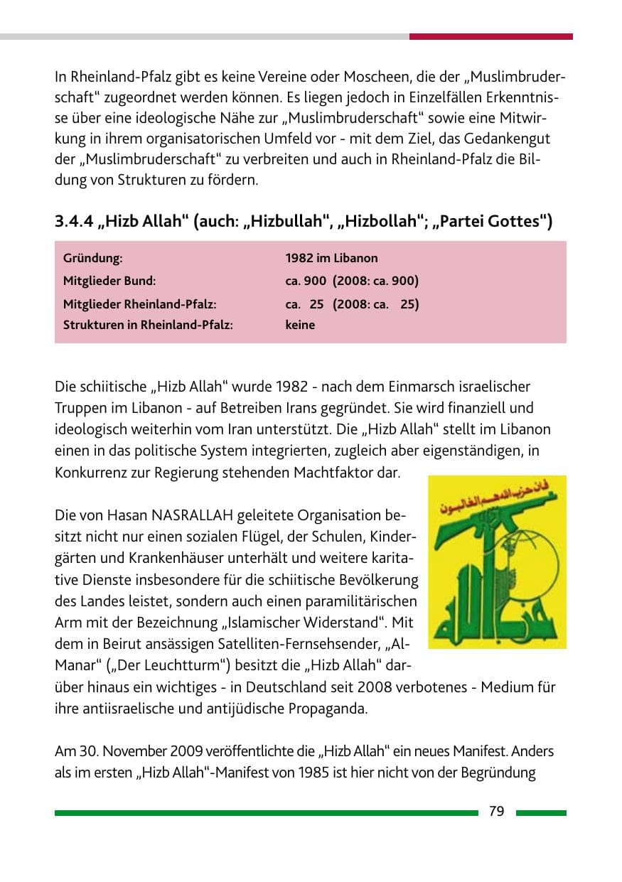 Seite 80 des Verfassungsschutzbericht 2009 Rheinland-Pfalz